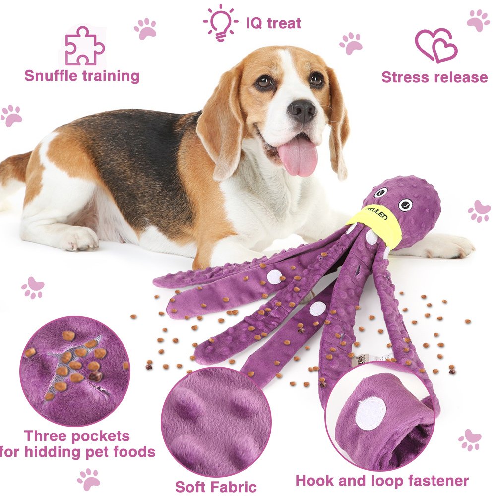 09b6a73e-2518-44e2-9760-58523e9338dd.jpg Dog Snuffle Toy Dog Plush Octopus Toys, Dog Puzzle Games Interactive Puppy Toys Chew Toys Slow Feeding Games - Image 1